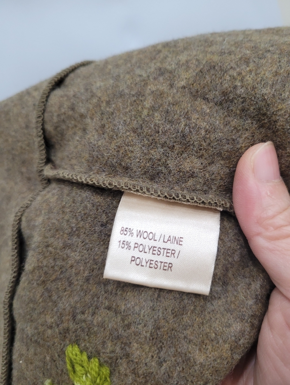 Y2K France Made 85% Wool Brown Embroidery Flower Zip Up Jacket Top Size: XS - Picture 9 of 9